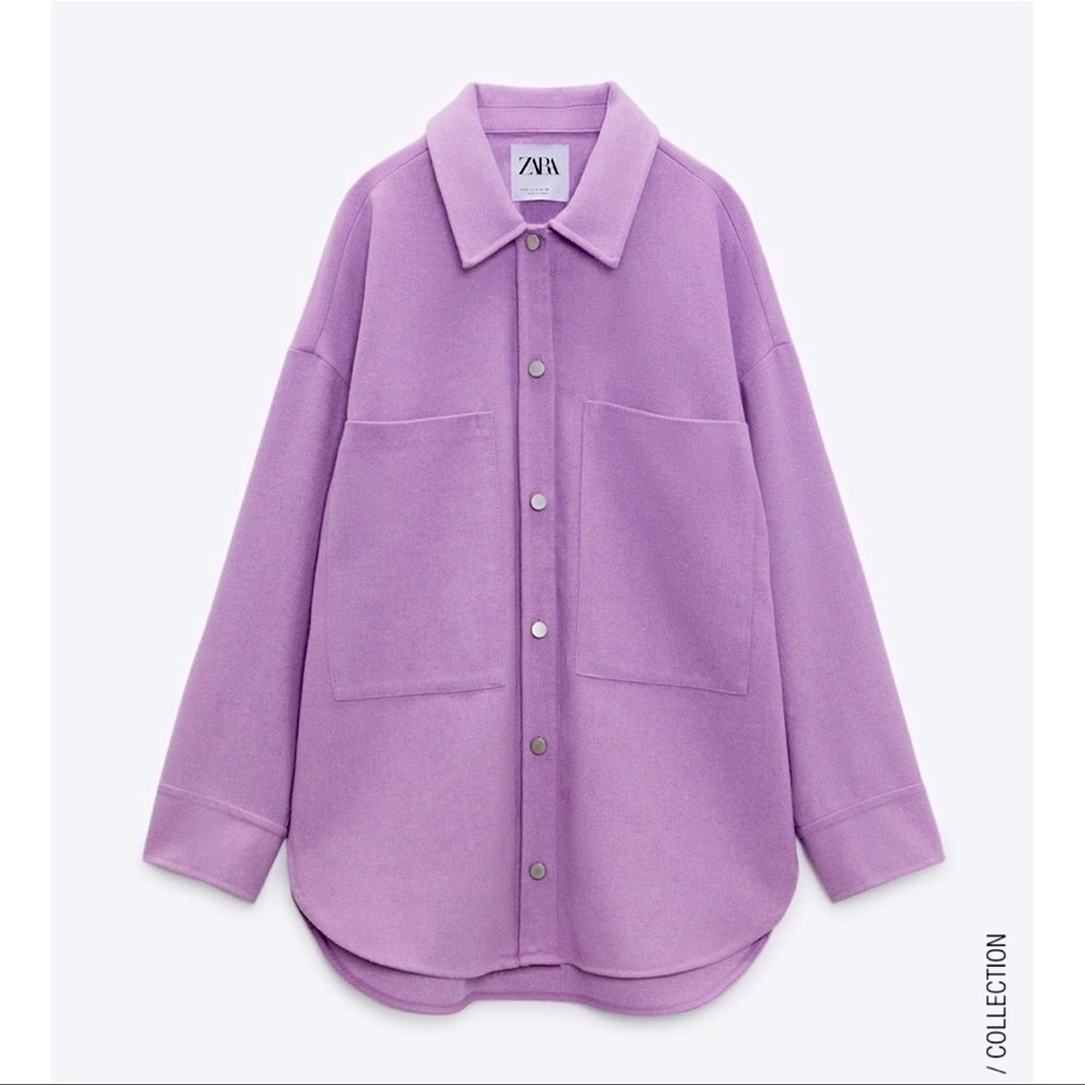 Zara purple Oversized Shirt Jacket Size Large